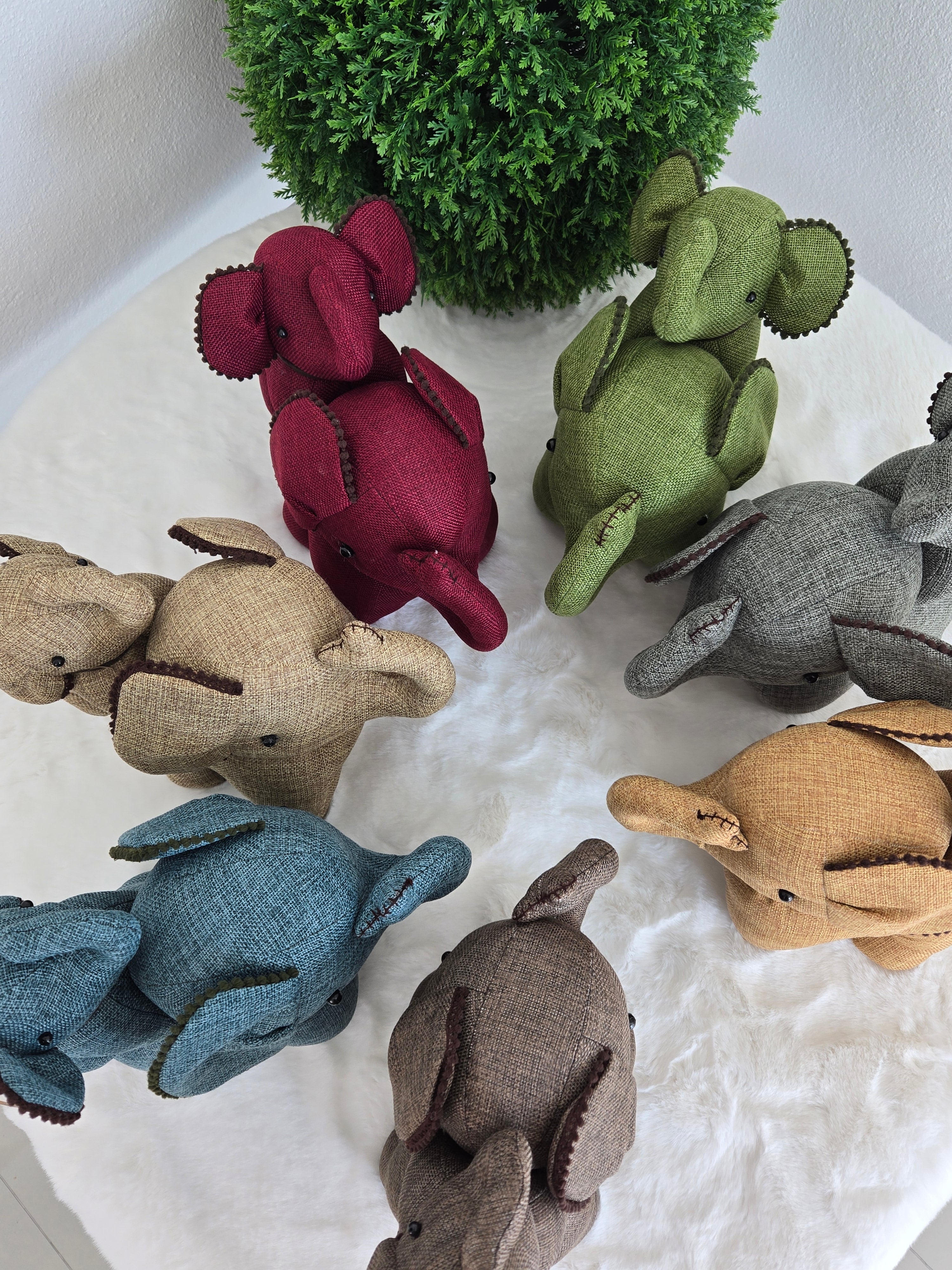 Hemp Elephant with baby detail Stuffed Toy Handmade Decor