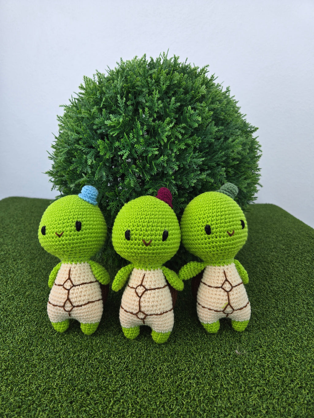 Handmade Crochet Turtle Doll Red Hat