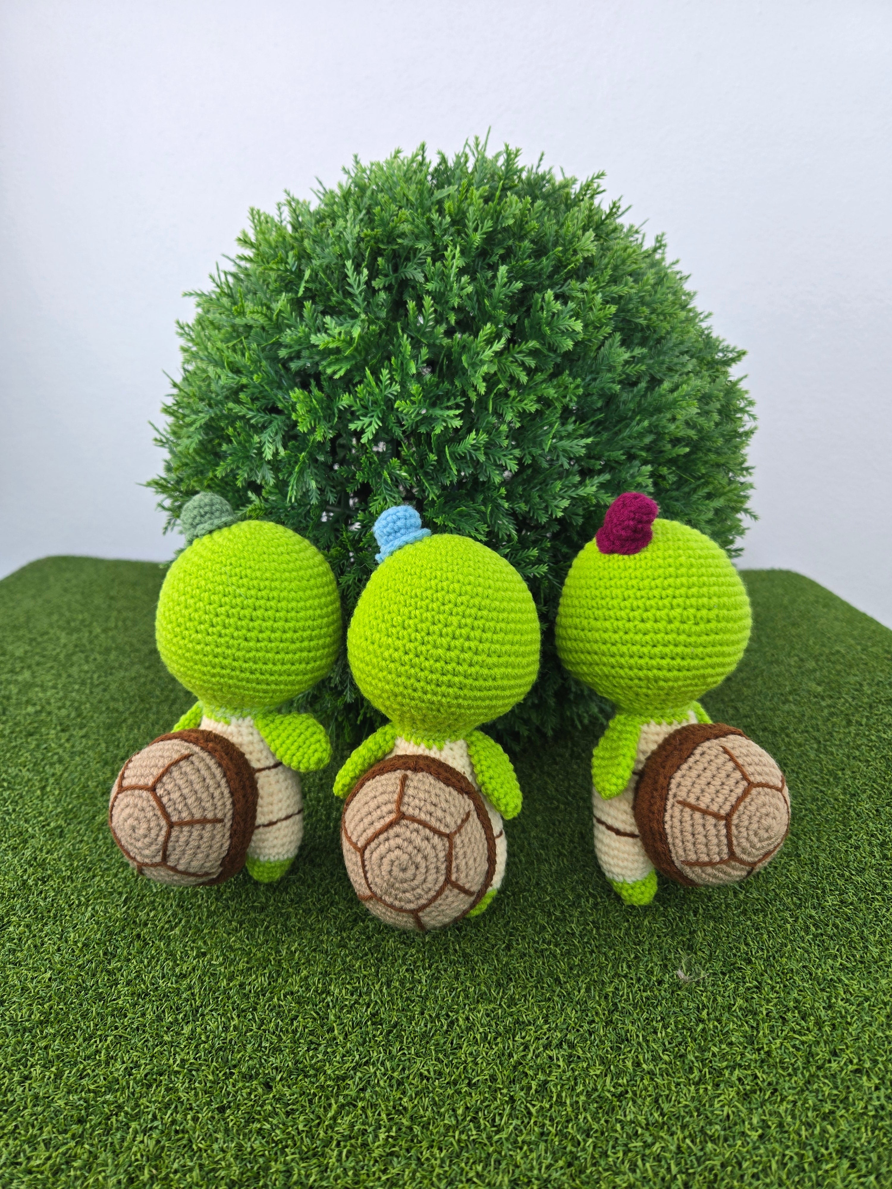 Handmade Crochet Turtle Doll Green Hat