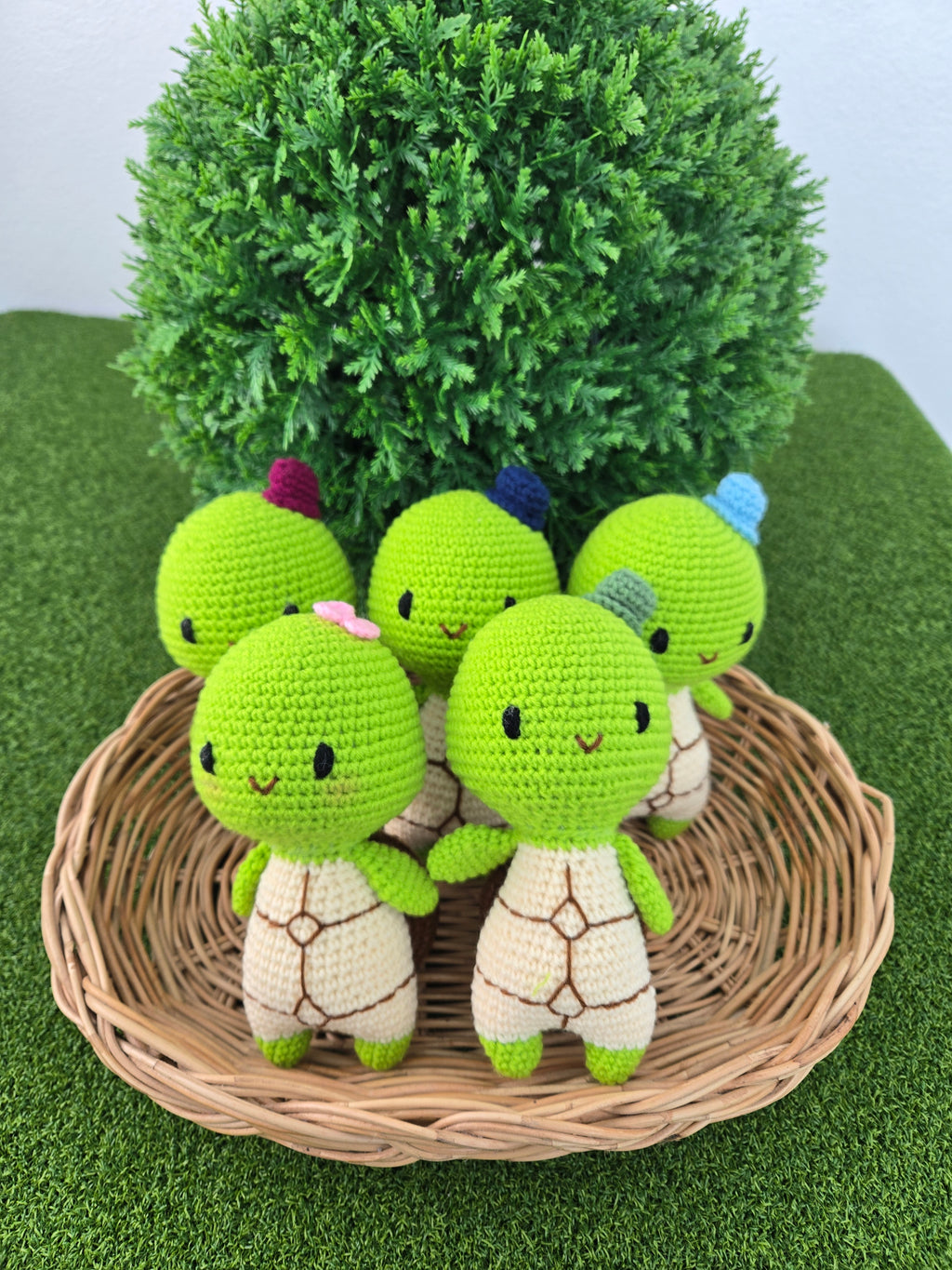 Handmade Crochet Turtle Doll Red Hat