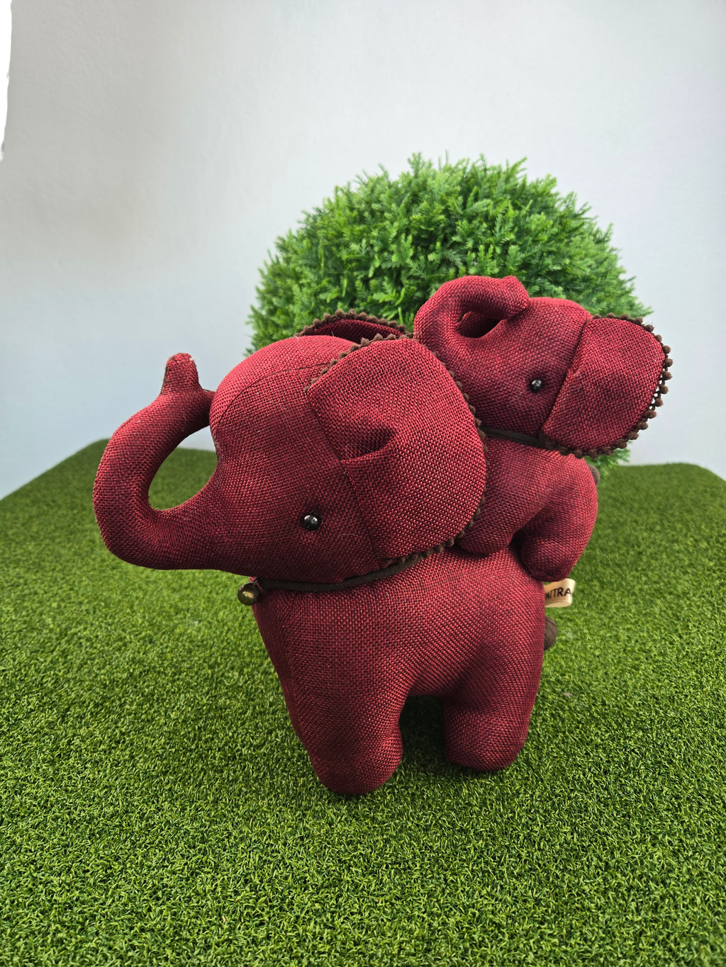 Hemp Elephant with baby detail Stuffed Toy Handmade Decor