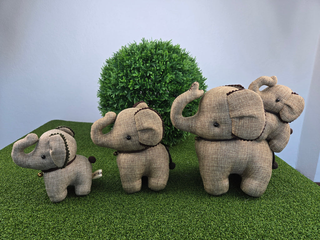 Hemp Small Elephant Stuffed Toy Handmade Decor