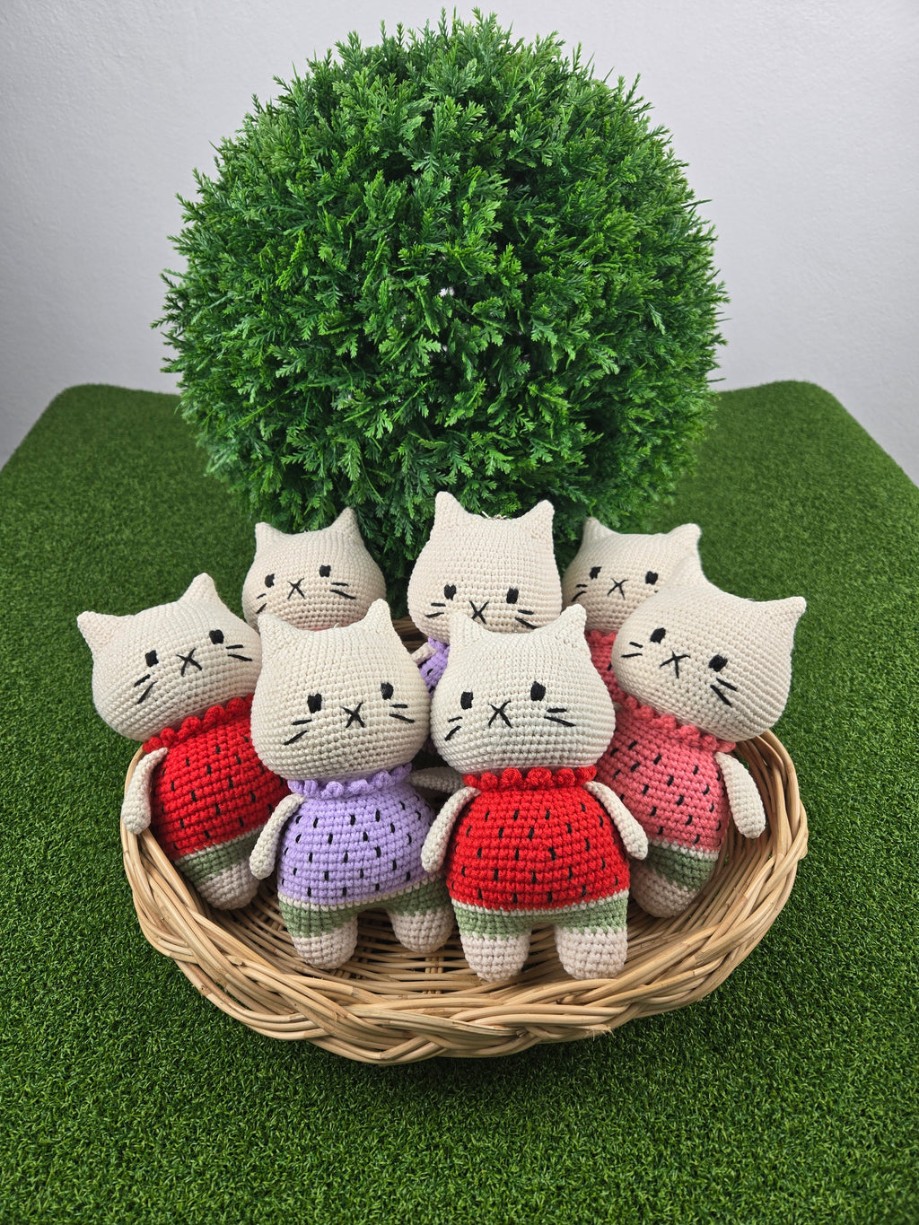 Handmade Crochet Watermelon Cat Plush Amigurumi