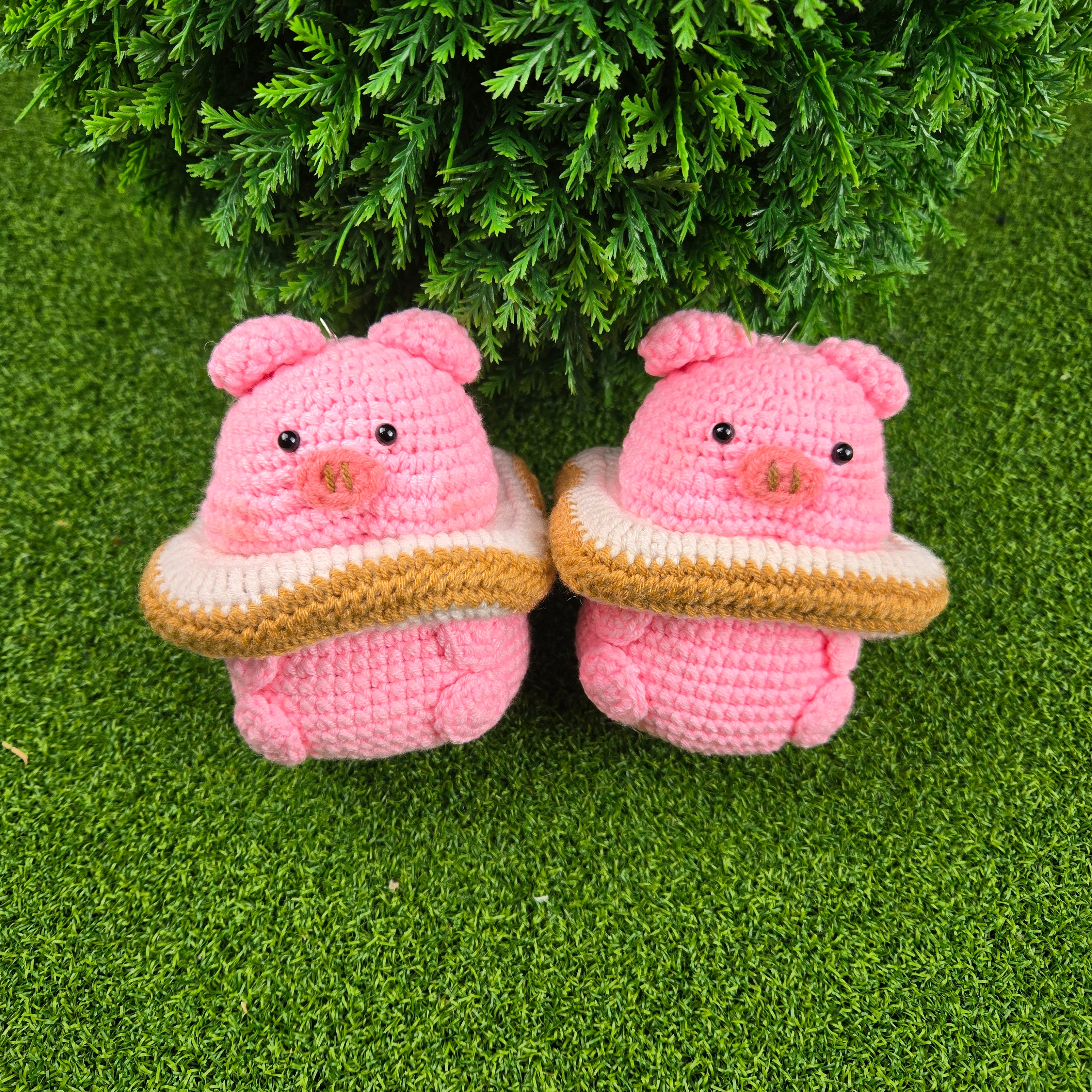 Handmade Crochet Pig in Bread Plush Amigurumi